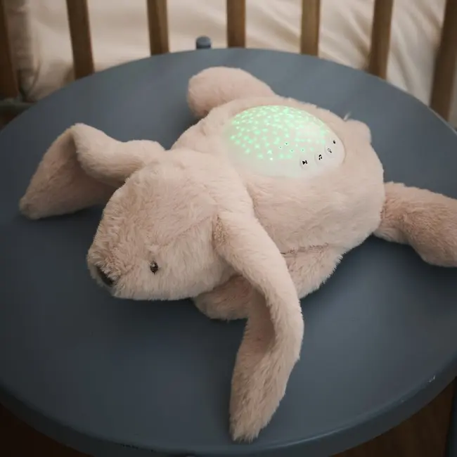 Lampa de veghe, Nattou, Cu proiectii, melodii si sunete albe, Leduri care nu se incalzesc, Volum reglabil, Functie temporizator, Plusul se poate spala, 22x25x9 cm, Iepuras, Bej BYN875622