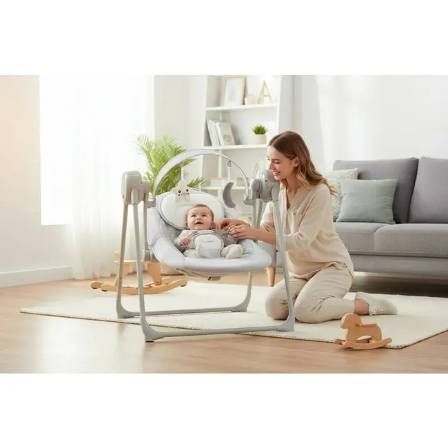 Leagan, FreeON, Snuggy, Cu 5 viteze de leganare, 8 melodii, Cu jucarii, Pana la 9 kg, Stars BYN84928