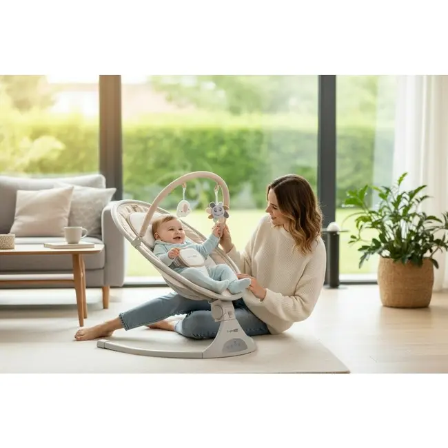 Leagan balansoar, FreeOn, Elite, Cu 12 melodii, 5 viteze de balansare si 3 pozitii de reglare a spatarului, Beige BYN84904