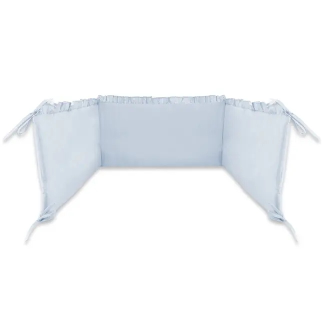 Lenjerie patut cu 3 piese, MimiNu, Pentru patut 120x60 cm, Cu volanase, Cu protectie laterala, Din bumbac certificat Oeko Tex Standard 100, Colectia Royal, Blue BYN6426972030847