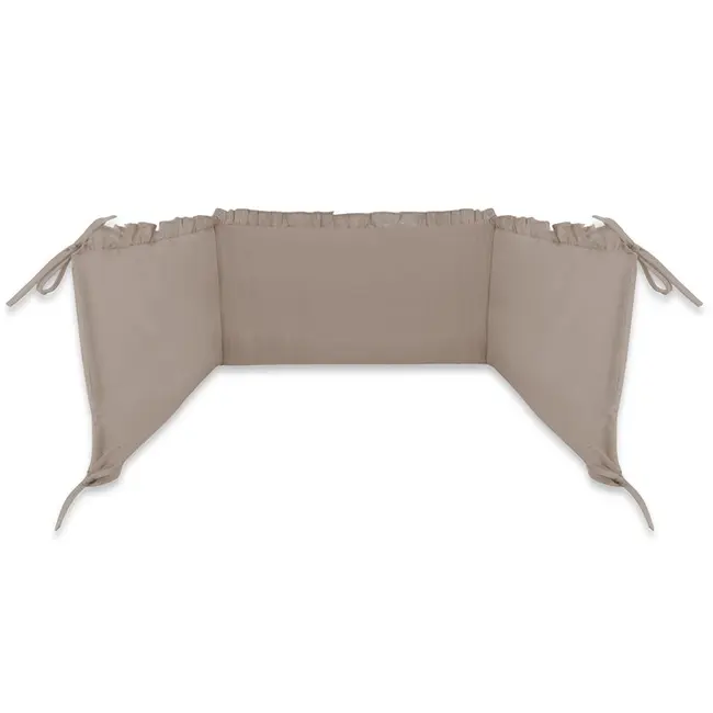 Lenjerie patut cu 3 piese, MimiNu, Pentru patut 120x60 cm, Cu volanase, Cu protectie laterala, Din bumbac certificat Oeko Tex Standard 100, Colectia Royal, Mocha BYN6426972031004