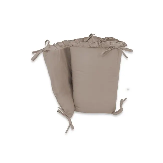 Lenjerie patut cu 3 piese, MimiNu, Pentru patut 120x60 cm, Cu volanase, Cu protectie laterala, Din bumbac certificat Oeko Tex Standard 100, Colectia Royal, Mocha BYN6426972031004