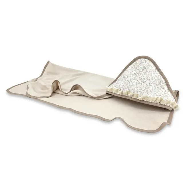 Prosop cu gluga, MimiNu, Premium, Cu volanas si dantela, Dimensiune 100x100 cm, Din bumbac si bambus, Materiale certificate Oeko Tex Standard 100, Meadow BYN6426972031264