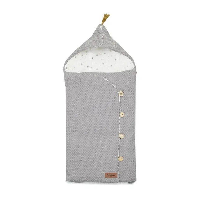 Sac de iarna cu gluga, Jane, Mims Plus, Pentru carucior si scoica auto, 88 x 43 cm, Inchidere cu nasturi si fermoar, Dim Grey BYN8420421079294