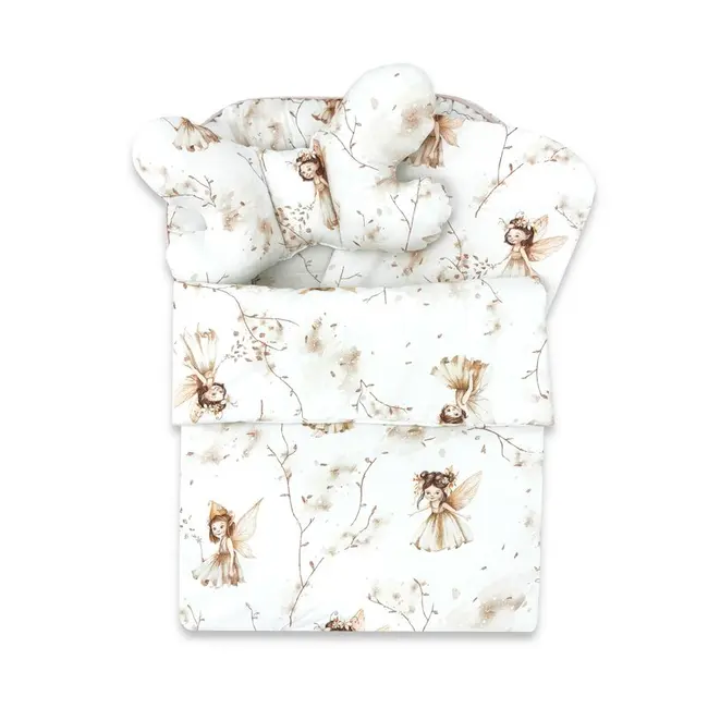 Set 4 in 1 Cosulet bebelus, MimiNu, Baby Cocoon 75x55 cm, Husa bumbac, Din bumbac certificat Oeko Tex Standard 100, Cu paturica 50x70 cm, Cu salteluta, Cu perna fluture, Fairy BYN6426972031189