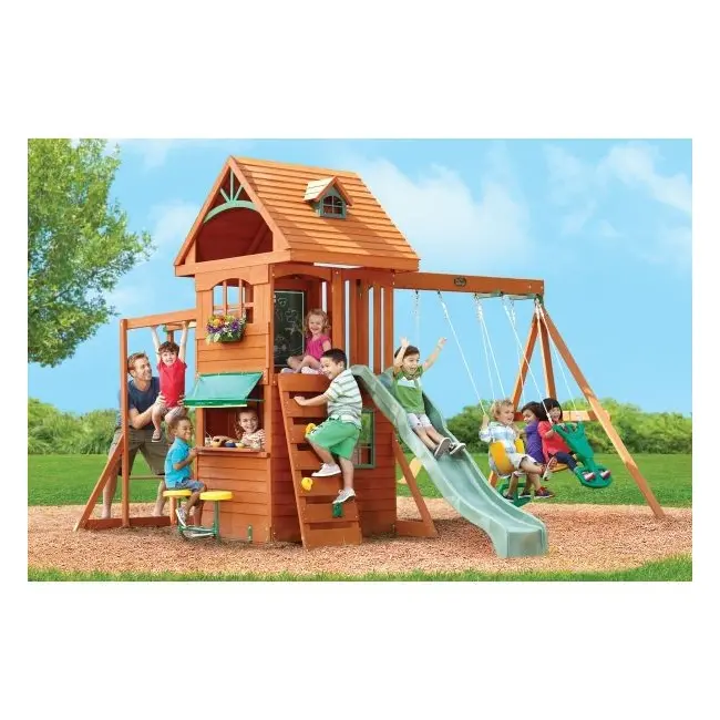 Spatiu de joaca din lemn de cedru kidkraft ridgeview deluxe clubhouse, complet echipat, pentru 9 copii - okekkf270855e