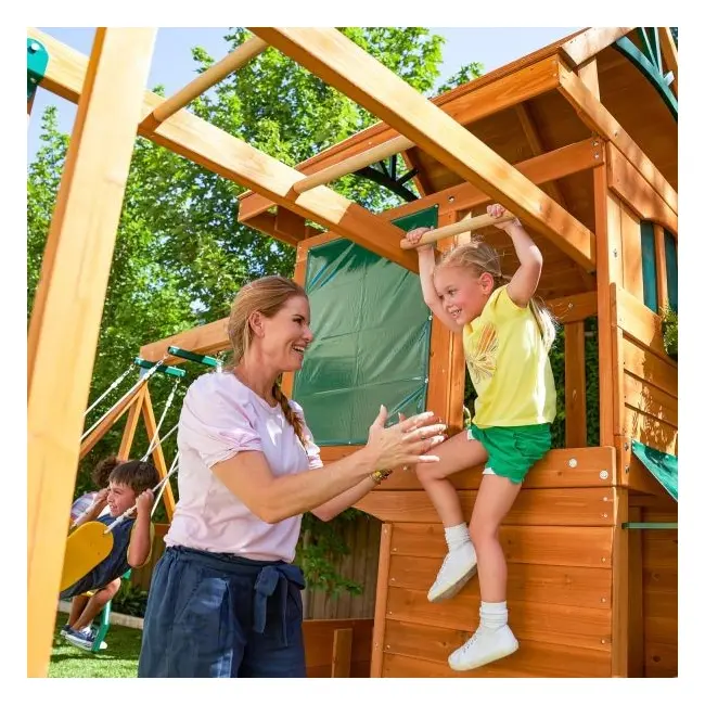 Spatiu de joaca din lemn de cedru kidkraft ridgeview deluxe clubhouse, complet echipat, pentru 9 copii - okekkf270855e