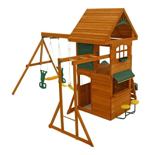Spatiu de joaca din lemn de cedru kidkraft ridgeview deluxe clubhouse, complet echipat, pentru 9 copii - okekkf270855e