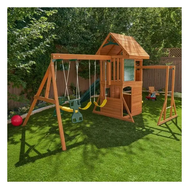 Spatiu de joaca din lemn de cedru kidkraft ridgeview deluxe clubhouse, complet echipat, pentru 9 copii - okekkf270855e