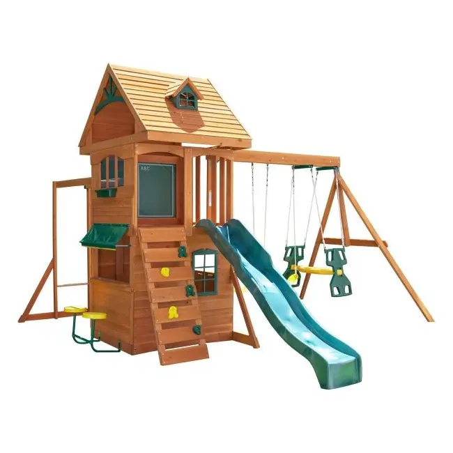 Spatiu de joaca din lemn de cedru kidkraft ridgeview deluxe clubhouse, complet echipat, pentru 9 copii - okekkf270855e
