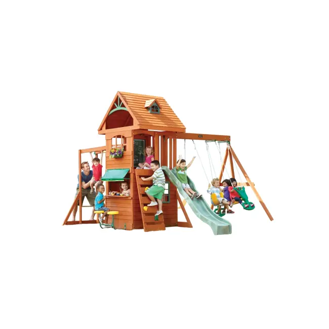 Spatiu de joaca din lemn de cedru kidkraft ridgeview deluxe clubhouse, complet echipat, pentru 9 copii - okekkf270855e