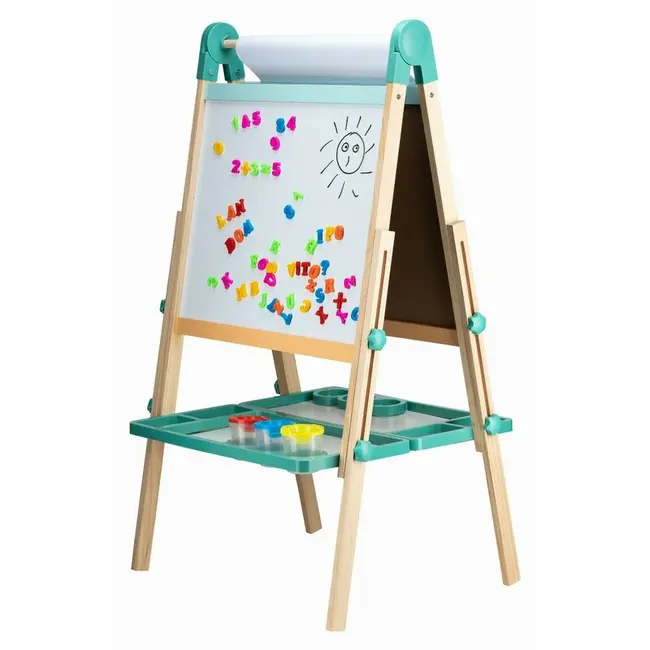 Tablita magnetica, Free2Play, 2 in 1, Cu litere si cifre , Din lemn, Conform cu standardul european de securitate EN71/123, 3 ani+, Multicolor BYN86397