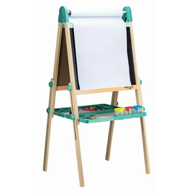 Tablita magnetica, Free2Play, 2 in 1, Cu litere si cifre , Din lemn, Conform cu standardul european de securitate EN71/123, 3 ani+, Multicolor BYN86397