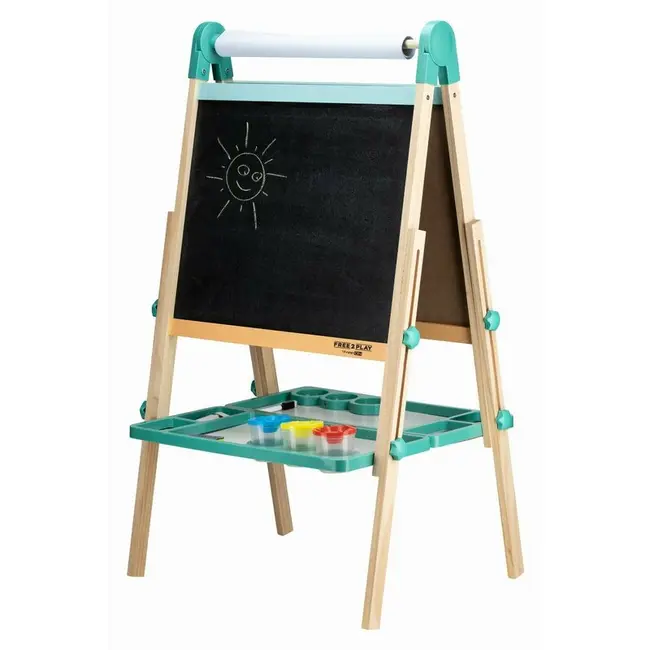 Tablita magnetica, Free2Play, 2 in 1, Cu litere si cifre , Din lemn, Conform cu standardul european de securitate EN71/123, 3 ani+, Multicolor BYN86397