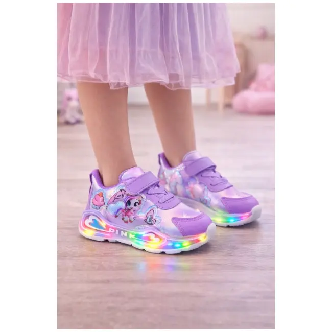 Adidasi mov cu luminite pentru fetite ponei adt-19-1
