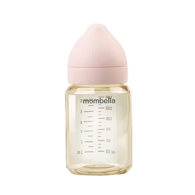 Biberon Anti-colici Mombella PPSU, 180 ml, cu Tetină Silicon S - Flux Lent (0-3 Luni) - Old Rose KRTM01835
