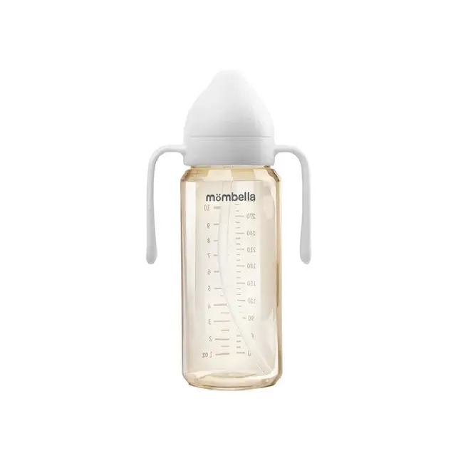 Biberon Anti-colici Mombella PPSU, 300 ml, cu Tetină Silicon L - Flux Rapid  (6-9 Luni) - Ivory KRTM01834