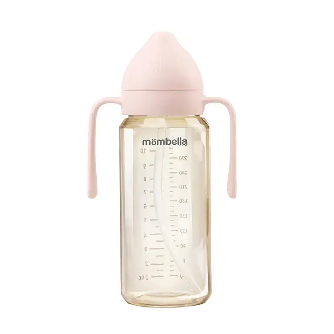 Biberon Anti-colici Mombella PPSU, 300 ml, cu Tetină Silicon L - Flux Rapid  (6-9 Luni) - Old Rose KRTM01836