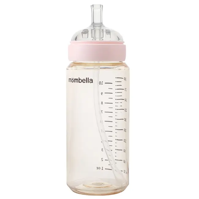 Biberon Anti-colici Mombella PPSU, 300 ml, cu Tetină Silicon L - Flux Rapid  (6-9 Luni) - Old Rose KRTM01836