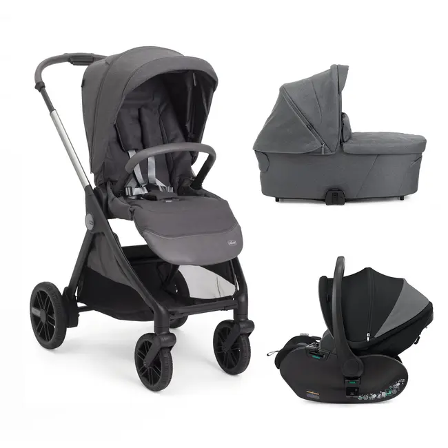 Carucior copii 3 in 1 Chicco Bellagio 2, Black Satin (negru), First Seat Recline, 0luni+ CHC8718345+8713745+8710045-8