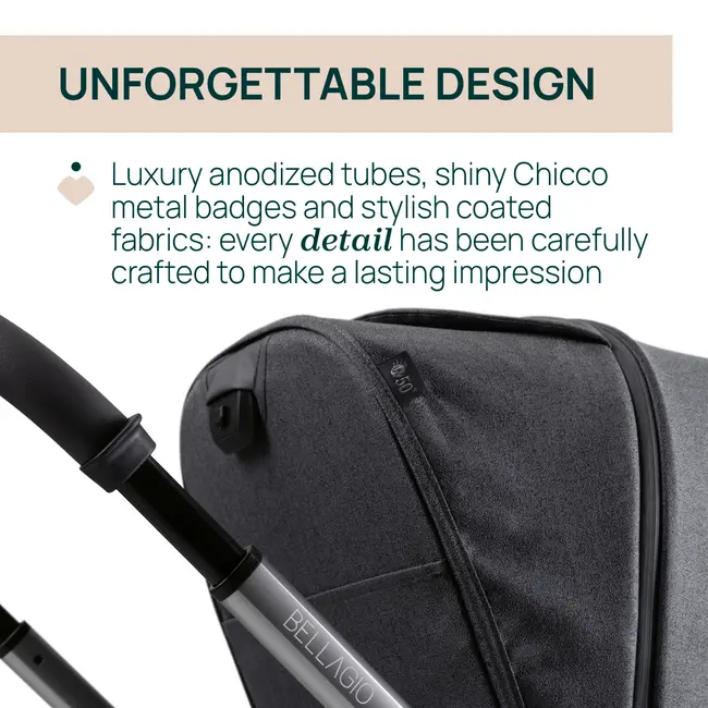 Carucior copii 3 in 1 Chicco Bellagio 2, Black Satin (negru), First Seat Recline, 0luni+ CHC8718345+8713745+8710045-8