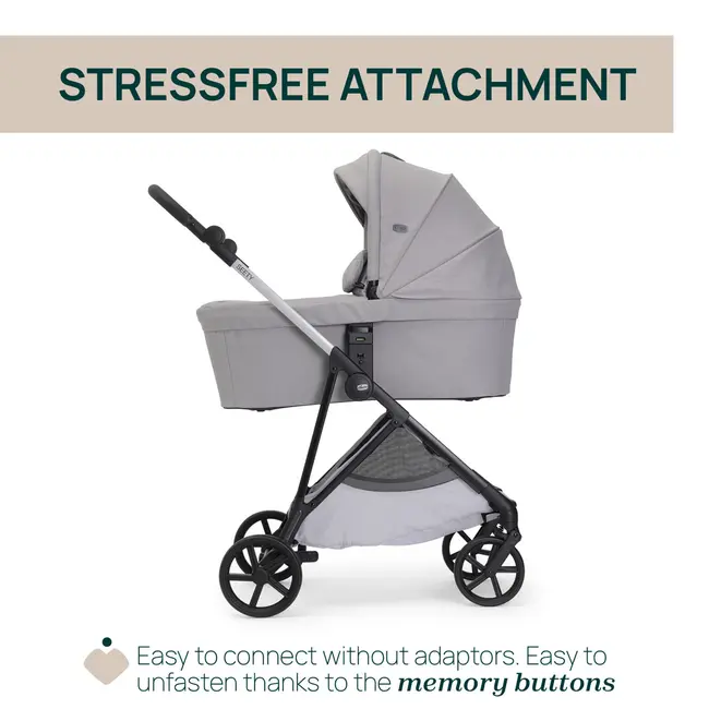 Carucior copii 3 in 1 Chicco Seety, cu scaun auto Kory Plus I-Size, Cloud (Gri), 0luni+ CHC8709756+8709856+8714645-8