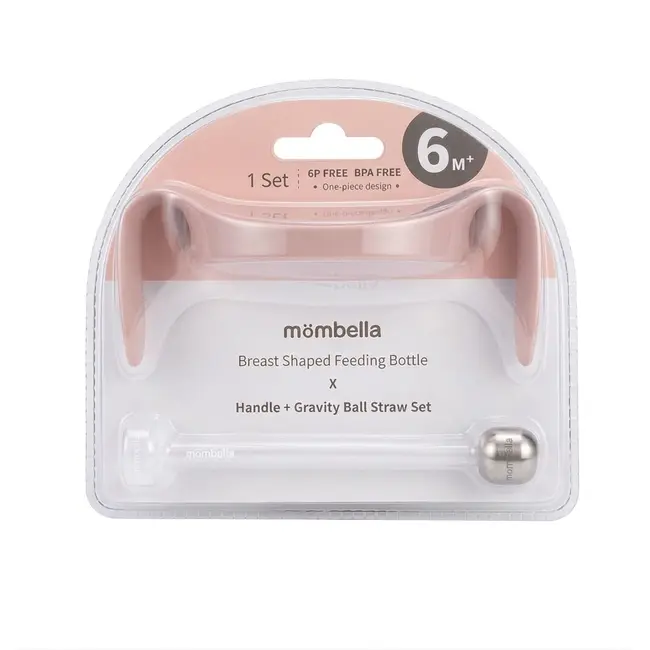 Maner ergonomic si pai cu greutate pentru Biberon 300ml Mombella Breast-Like &ndash; Old Rose KRTM01850