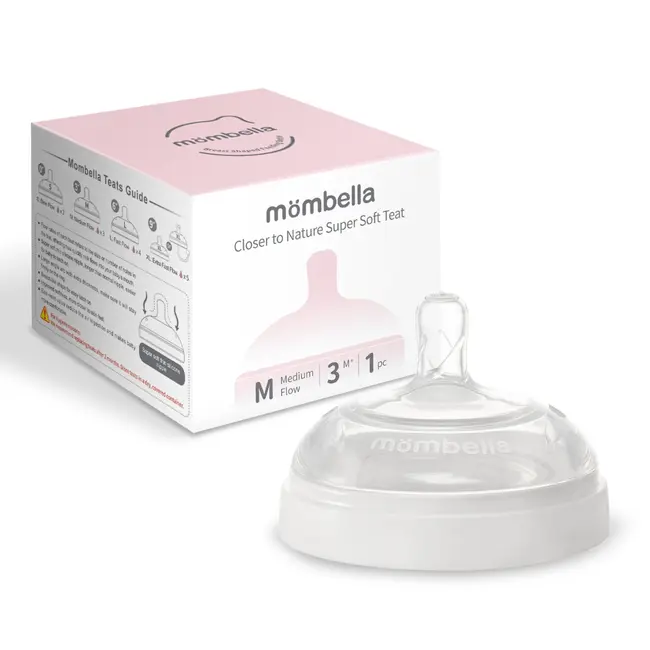 Tetină Anti-colici din silicon Mombella Breast Like, Flux Mediu (Mărimea M) - Ivory KRTM01853