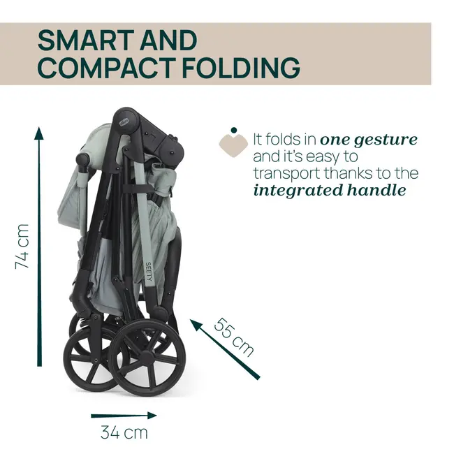 Carucior copii 3 in 1 Chicco Seety, cu scaun auto Kory Plus I-Size, Sage (Verde), 0luni+ CHC8709776+8709876+8714645-8