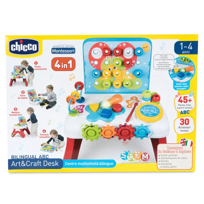 Jucarie tip Montessori Chicco centru de activitate Masuta educativa, IT/EN, 1-4ani CHC1155068-1
