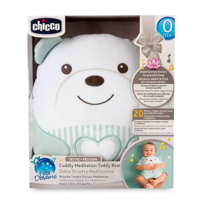 Jucarie ursulet de plus Chicco First Dreams pentru relaxare si meditatie, verde, 0luni+ CHC1226600-1