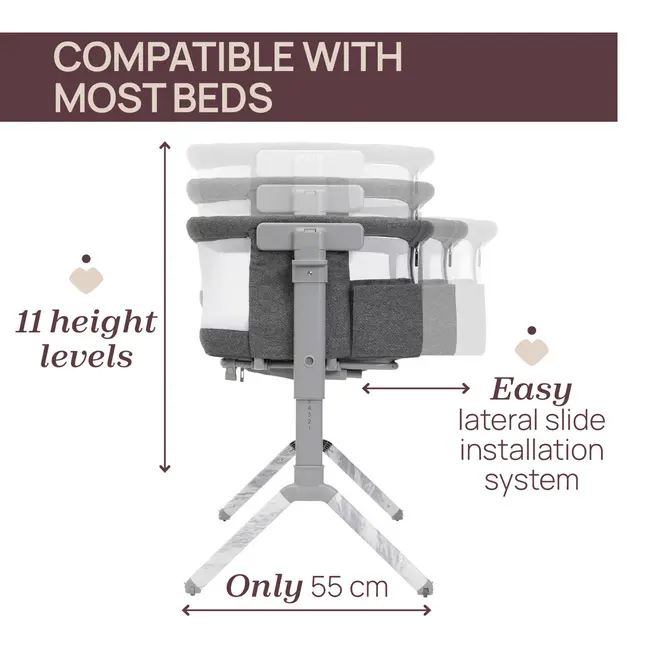 Patut pentru copii co-sleeping Chicco Next2Me Armonia, Carrara (Gri inchis), 0luni+ CHC8714243-8