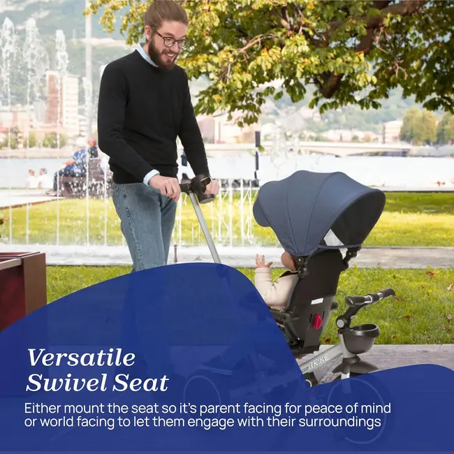 Tricicleta Evolutiva Chicco 4 in 1 cu copertina si maner, Albastra, 6 luni+ CHC1213600-1