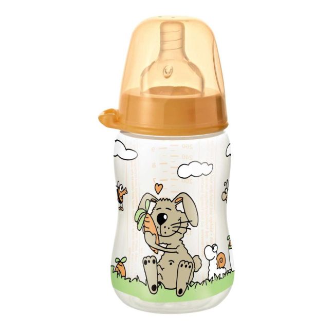 Biberon cu gat larg Unisex PP 260 ml, tetina silicon ortodontica, debit mediu,0+ luni, nip 35040