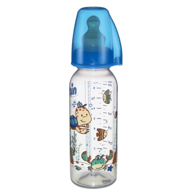 Biberon Family Boy PP 250 ml cu tetina latex pt lapte, nr 2, nip 35007 - ABI35007