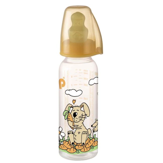 Biberon Family Unisex PP 250 ml cu tetina latex pt lapte, nr 1, nip 35005