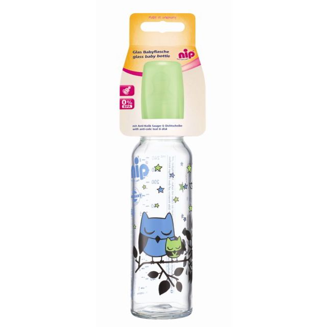 Biberon sticla 250 ml cu tetina silicon pt lapte, nr 1, nip 35015