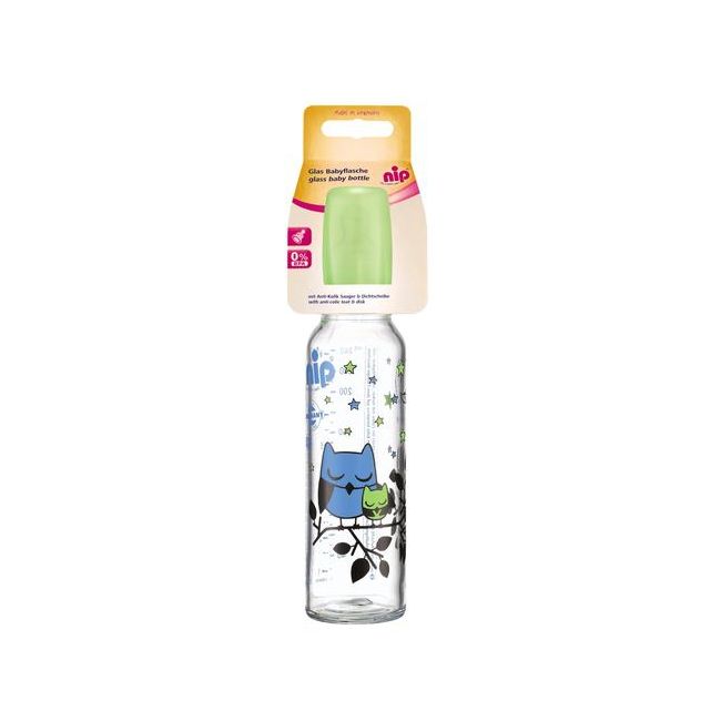 Biberon sticla 250 ml cu tetina silicon pt lapte, nr 1, nip 35015