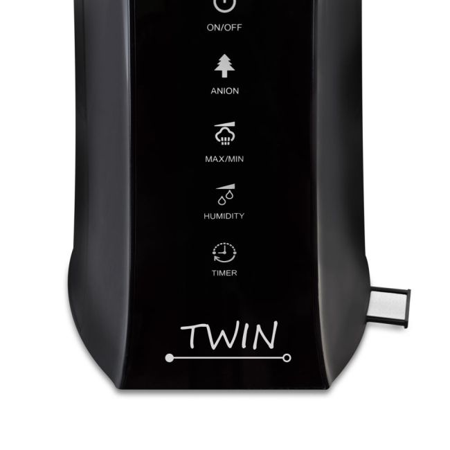 Umidificator cu ionizare si difuzor arome TWIN negru, Airbi BI3221
