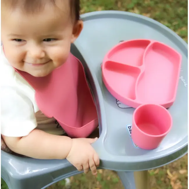 Farfurie din silicon cu 3 compartimente pentru auto-diversificare BabyJem (Culoare: Ecru) JEMbj_7153