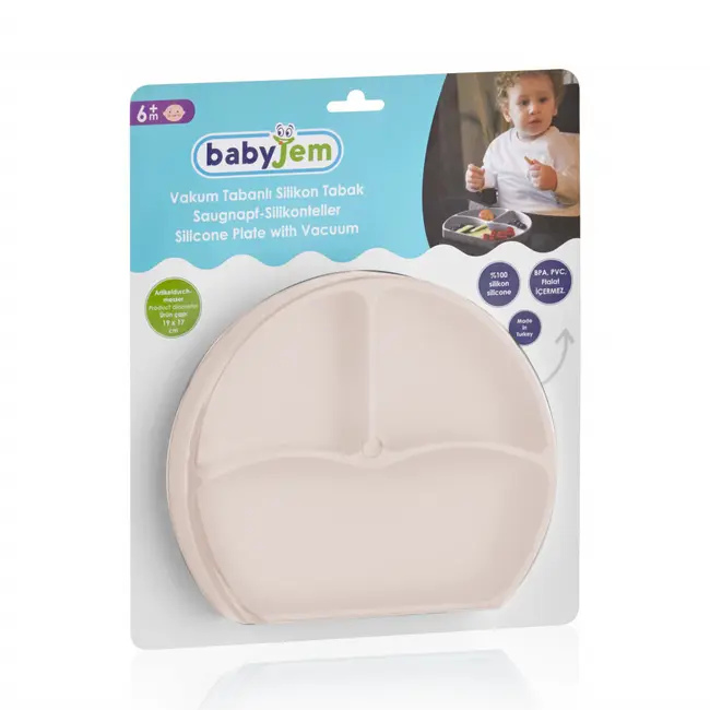 Farfurie din silicon cu 3 compartimente pentru auto-diversificare BabyJem (Culoare: Roz) JEMbj_7152