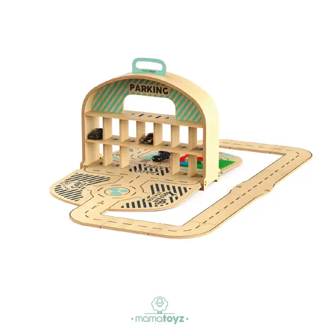 Parcare portabila de masinute din lemn, MamaToyz JEMMtyz_cry