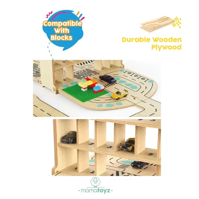 Parcare portabila de masinute din lemn, MamaToyz JEMMtyz_cry