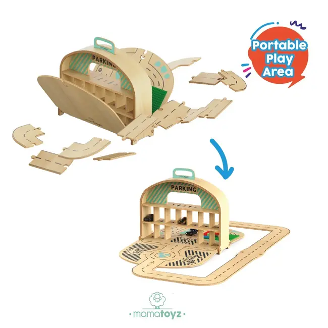 Parcare portabila de masinute din lemn, MamaToyz JEMMtyz_cry