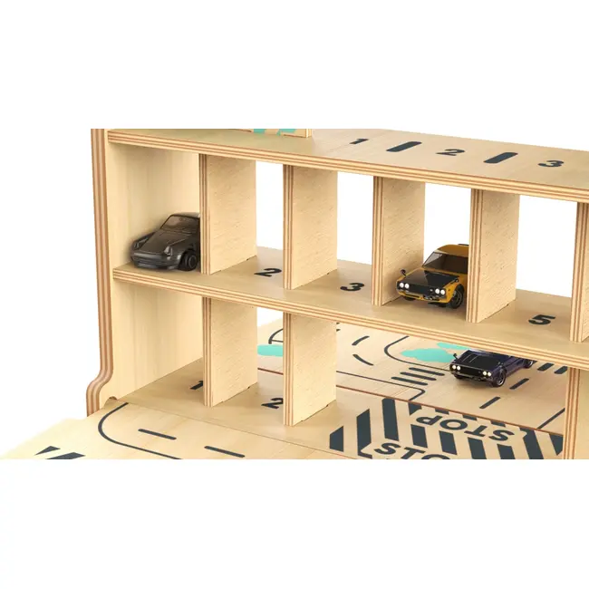 Parcare portabila de masinute din lemn, MamaToyz JEMMtyz_cry