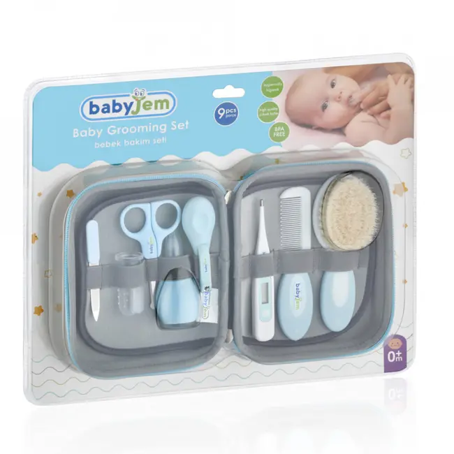 Set ingrijire unghii bebelusi cu 9 piese BabyJem Grooming Set (Culoare: Bleu) JEMbj_3632