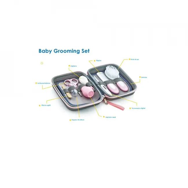 Set ingrijire unghii bebelusi cu 9 piese BabyJem Grooming Set (Culoare: Bleu) JEMbj_3632