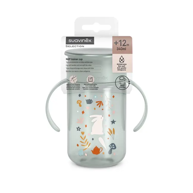 Cană 360&deg; anti-vărsare, 340 ml, verde, Wonder, Suavinex JEM8426420900386