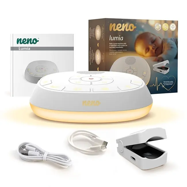Neno Lumia &ndash; Lampă de veghe pentru bebeluși cu lumini, sunete și pulsometru JEMNEN-MAM-LM003