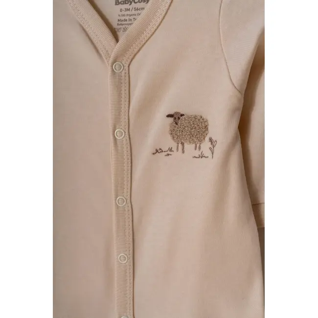 Set 2 salopete lungi, Lamb, BabyCosy, 100% bumbac organic (Marime: 3-6 Luni) JEMBC-CSY8181-3